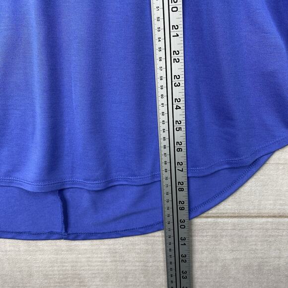 Ava & Viv Top Womens 1X Blue Embroidered Burnout Cap Short Sleeve Boho Stretch - Picture 4 of 7